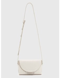 Kožená kabelka AllSaints FRANCINE bílá barva