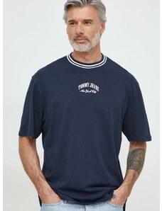 Bavlněné tričko Tommy Jeans tmavomodrá barva, s aplikací