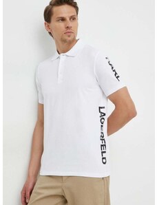 Polo tričko Karl Lagerfeld bílá barva, s potiskem