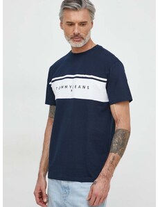 Bavlněné tričko Tommy Jeans tmavomodrá barva, s aplikací, DM0DM18658