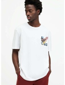 Bavlněné tričko AllSaints ROLLER bílá barva, s potiskem