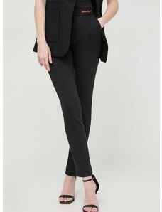 Kalhoty Karl Lagerfeld dámské, černá barva, přiléhavé, high waist
