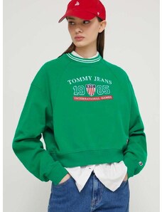 Mikina Tommy Jeans Archive Games dámská, zelená barva, s aplikací