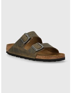 Nubukové pantofle Birkenstock Arizona zelená barva, 1027039