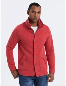 Ombre Clothing Módní červená mikina na knoflíky V3 SSZP-0171