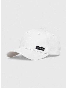 Bavlněná baseballová čepice Calvin Klein bílá barva, s aplikací, K50K510487
