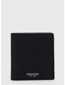 Kožená peněženka Tommy Hilfiger černá barva, AM0AM12197