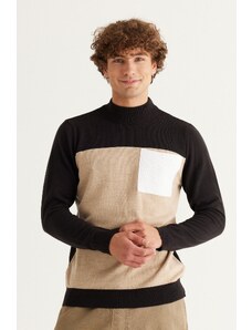 ALTINYILDIZ CLASSICS Men's Brown-Beige Standard Fit Normal Cut Half Turtleneck Knitwear Sweater