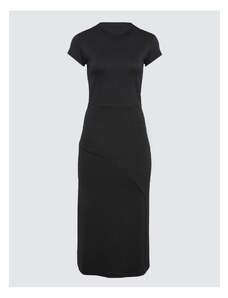 Jimmy Key Black Half Turtleneck Short Sleeve Midi Dress