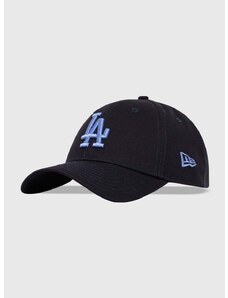 Bavlněná baseballová čepice New Era LOS ANGELES DODGERS tmavomodrá barva, s aplikací