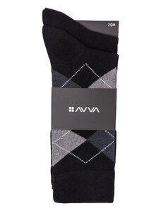 Avva Men's Black Patterned 2-Pack Socket Socks