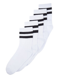 Trendyol 5-Pack White Cotton Striped College-Tennis-Mid-Length Socks