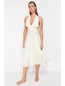 Trendyol Bridal Ecru Belted Maxi Knitted Laced Beach Dress