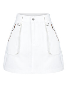 Trendyol White Zipper Detail Mini Denim Skirt