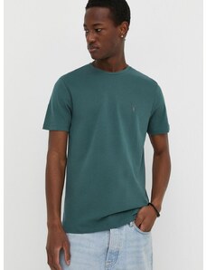 Bavlněné tričko AllSaints zelená barva