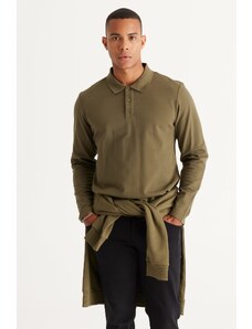 AC&Co / Altınyıldız Classics Men's Khaki Standard Fit Normal Cut 3 Thread Fleece 100% Cotton Polo Neck Sweatshirt