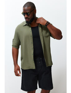 Trendyol Khaki Comfortable Natural Breathable 100% Lyocell Comfortable Regular Fit Large Size Shirt