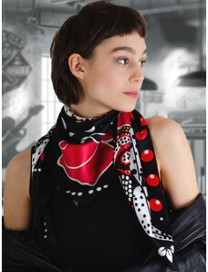 Monika Nowak Hedvábný šátek 90x90cm Noční euforie, 100% saténové morušové hedvábí 16 mómí, oboustranný digitální tisk, ručně šité okraje