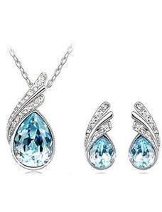 China Jewelry Sada krystal malé kapky modrá