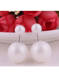 China Jewelry Naušnice kuličky oboustranné bílé matné
