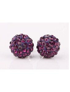 China Jewelry Naušnice kuličky shamballa - fialové