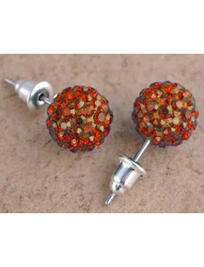 China Jewelry Naušnice kuličky shamballa - oranžové