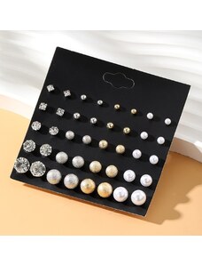 China Jewelry Sada naušnic 20 párů perlička a krystalky