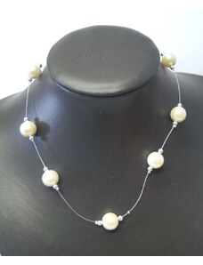 China Jewelry Náhrdelník perličky na silonu - bílé