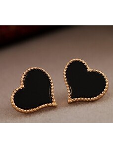China Jewelry Naušnice srdce - černé
