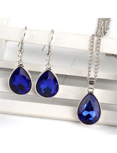 China Jewelry Sada stříbrná - modré kapky