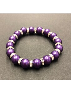 China Jewelry Náramek perličky s kryst. - fialové