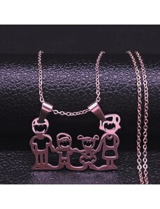 China Jewelry Náhrdelník nerez ocel - rodina - růžovězlatý