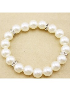 China Jewelry Náramek perličky s kryst. - bílé