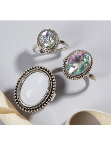 China Jewelry Sada prstenů 3 kusy - stříbrné