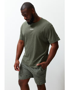 Trendyol Khaki Large Size Regular Fit Knitted Pajamas Set