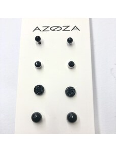AZOZA Naušnice sada 4 páry - černé