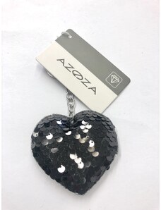 AZOZA Přívěsek na klíče - srdce flitrované - černé