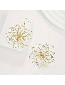 China Jewelry Naušnice kytička drátková - zlatá