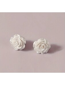 China Jewelry Naušnice růžičky bílé