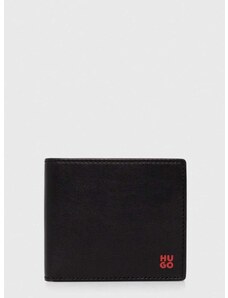 Kožená peněženka HUGO černá barva, 50516966