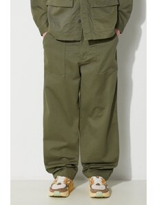 Bavlněné kalhoty Universal Works Fatigue Pant zelená barva, jednoduché, 132.LIGHT.OLIVE