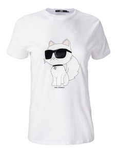 Dámské Tričko s krátkým rukávem KARL LAGERFELD IKONIK 2.0 CHOUPETTE T-SHIRT 230W1703-100 – Bílý