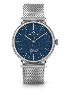 Protek Watches Stříbrné pánské hodinky Milus s ocelovým páskem LAB 01 Sky Blue 40MM Automatic