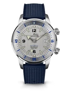 Protek Watches Stříbrné pánské hodinky Milus s gumovým páskem Archimèdes by Milus Silver Storm 41MM Automatic