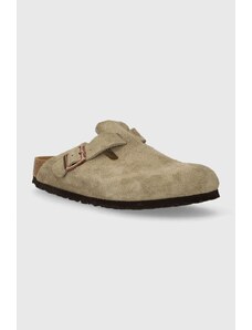 Semišové pantofle Birkenstock Boston dámské, béžová barva, 60463
