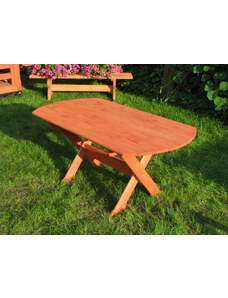 Oválný zahradní stůl z borovice – hnědá, 150 x 80 x 64 cm