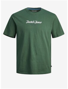 Tmavě zelené pánské tričko Jack & Jones Henry - Pánské