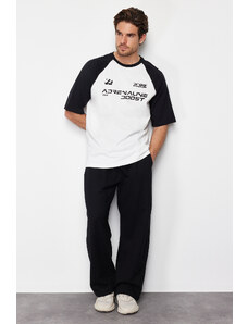 Trendyol Black Oversize Fit 100% Cotton Printed T-Shirt