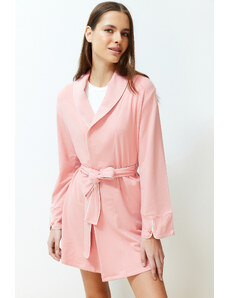 Trendyol Premium Powder Belted Modal Knitted Dressing Gown with Piping and Sleeve Detail