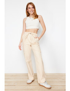 Trendyol Beige Cotton Cargo Woven Trousers